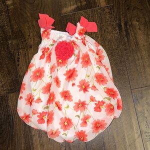 Coral Flower Chiffon Onesie Dress